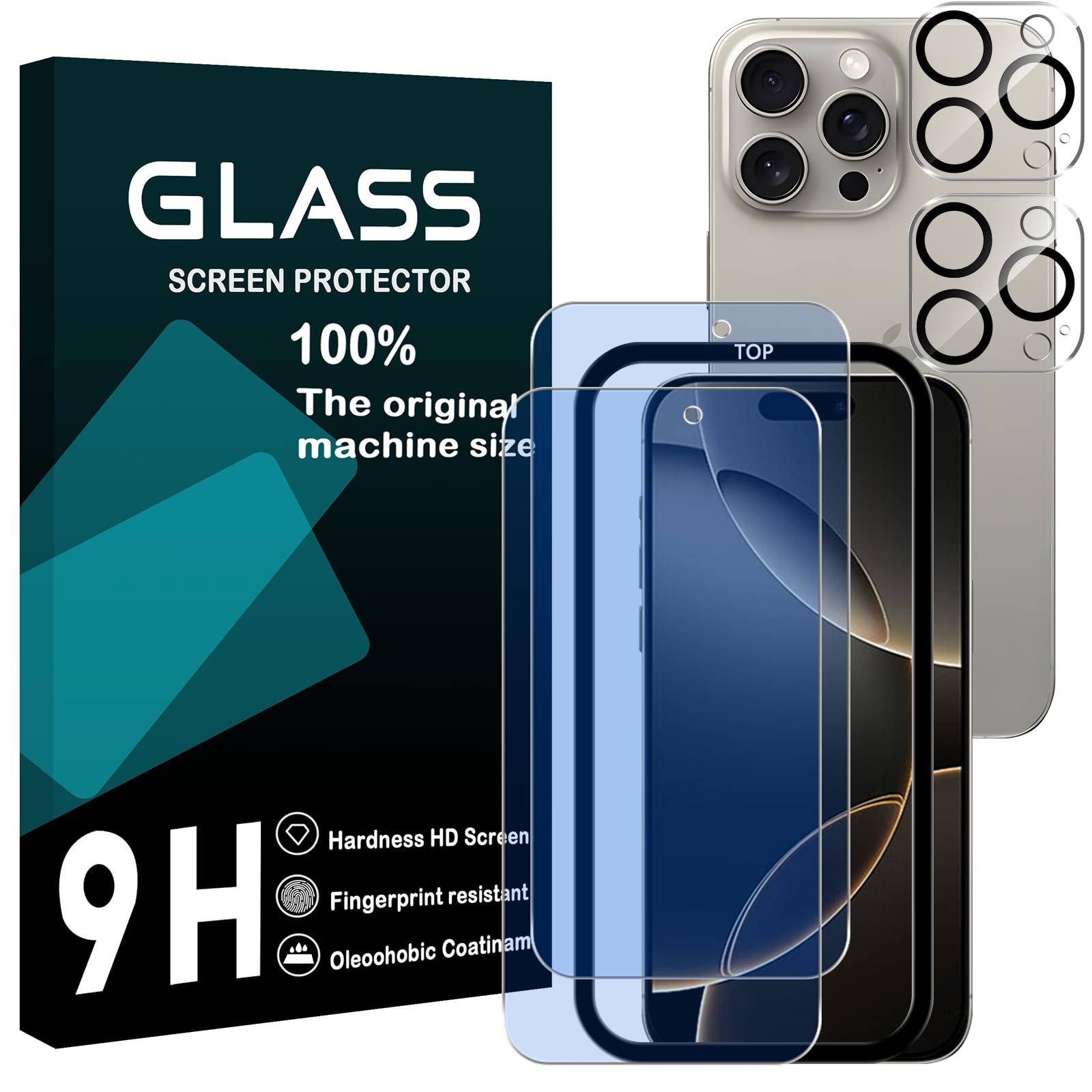 対応 iPhone16 Pro Max フイルム ブルーライトカット ガイド枠付き 【2+2枚セット- AGC旭硝子】 iPhone16 pro max ガラスフイルム + レンズフィルム アイホン16 プロ マックス 液晶保護フィルム アイフォン16 pro max 強化ガラス さらさら あいほん16pro max ガラス レンズ保護フィルム ケース 【 日本旭硝子素材採用 硬度9H 耐衝撃 飛散防止 超薄 厚さ0.26mm 気泡ゼロ 3D Touch対応 高感度 撥油性 指紋防止 超耐久 ラウンドエッジ加工 】 TZ-IP16PM-LG221