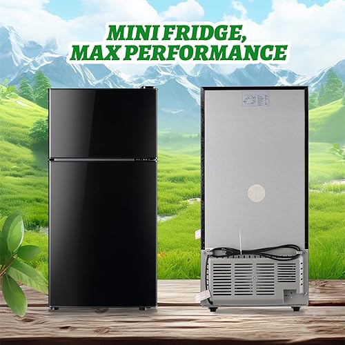 Miniatura 9 de Mini refrigerador de 2.4 pies cúbicos con congelador superior, tamaño de apartamento, refrigerador compacto de doble puerta para uso personal,