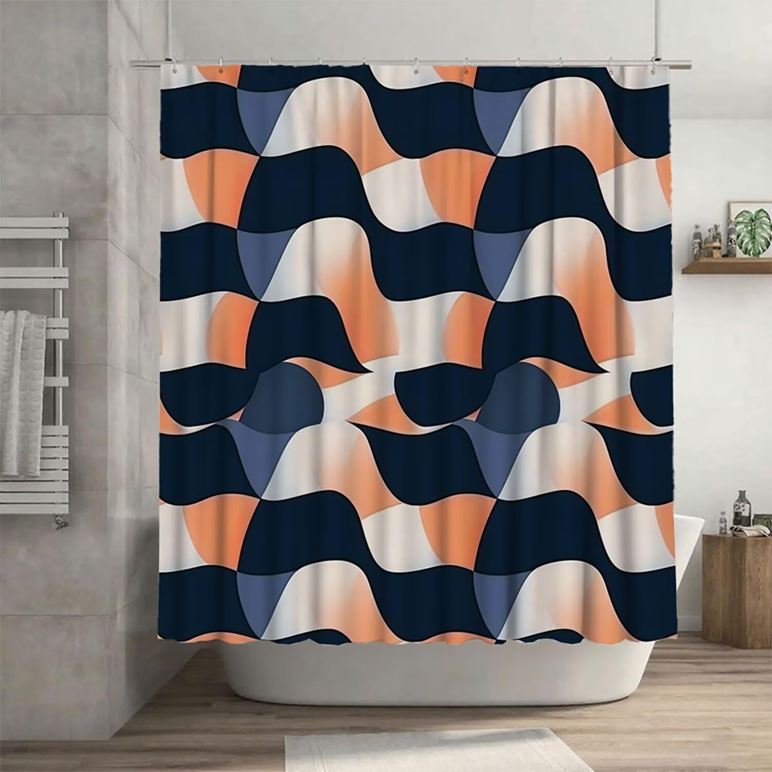 Abstrakt Duschvorhang 200 x 200 cm, Duschvorhang Gitter Muster mit 12 Duschvorhangringe, Waschbar Polyester Stoff Wasserdicht und Trocknet Schnell Badevorhang Badewanne, Geschenke für Frauen G-808