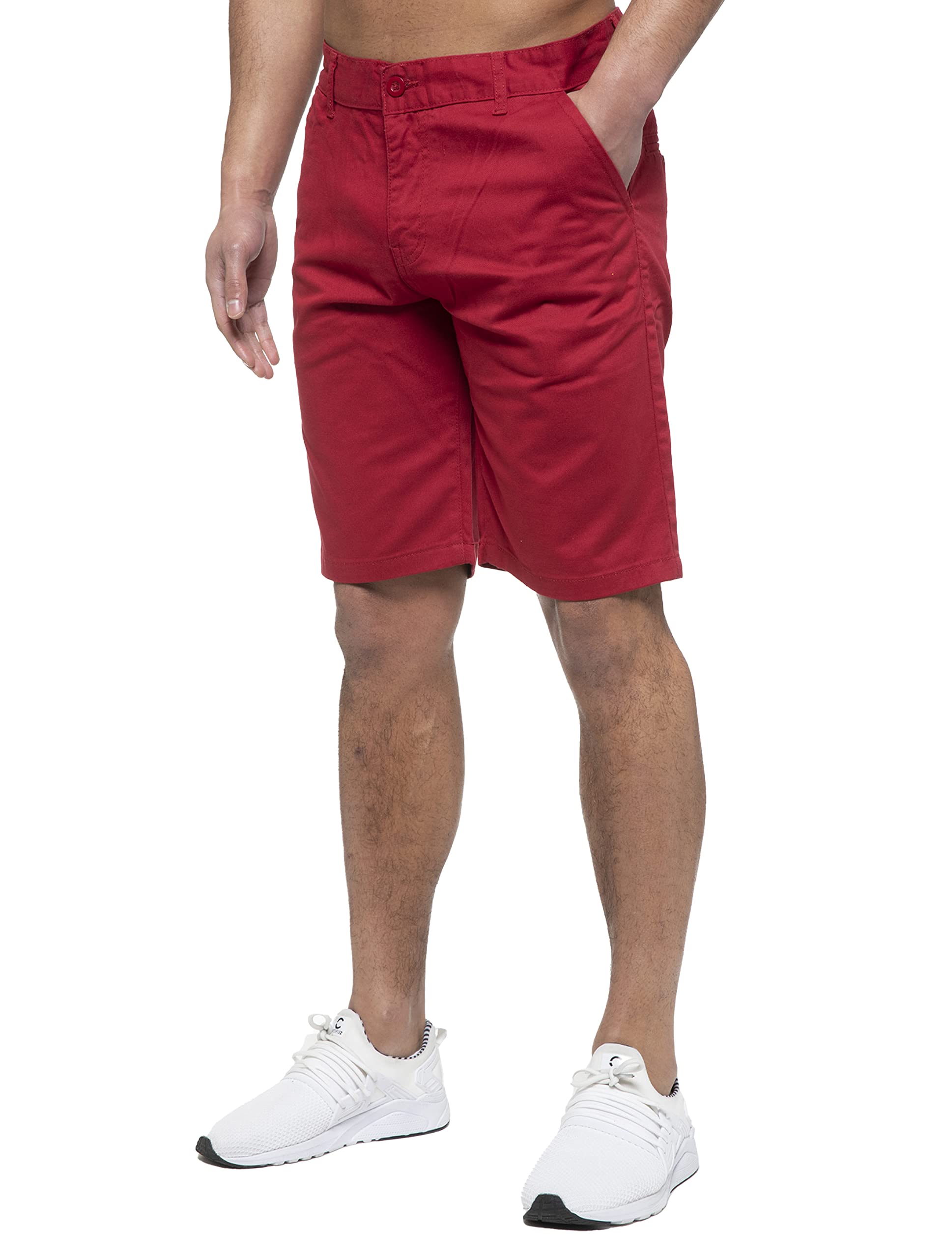 989Zé Enzo Men's Red Chino Shorts Cotton Regular Fit Summer Casual Smart Half Pants Ezs429 38
