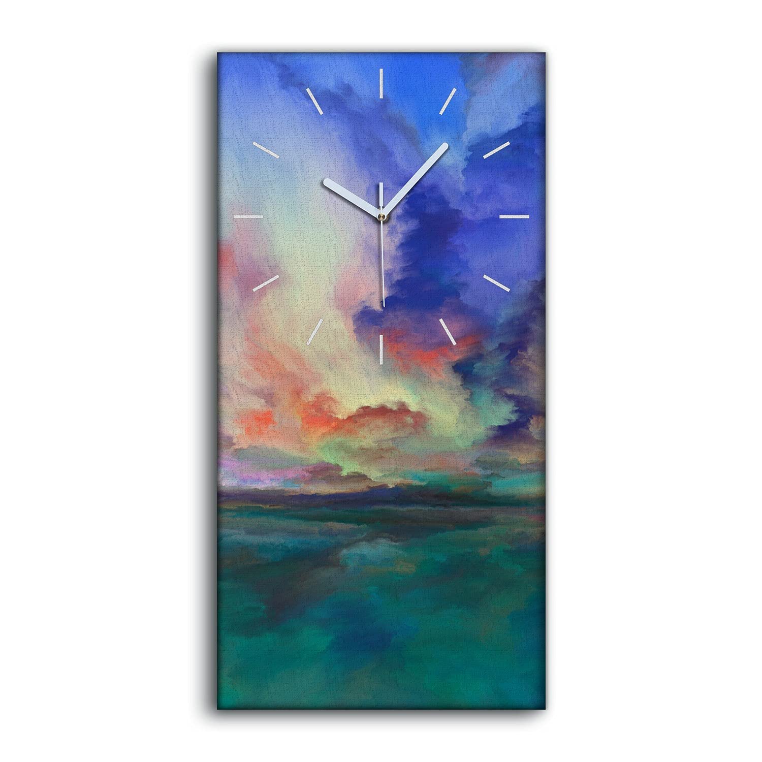 Horloge sur Toile 30x60cm Abstrait Peinture Murale pour Salon Chambre Coloray