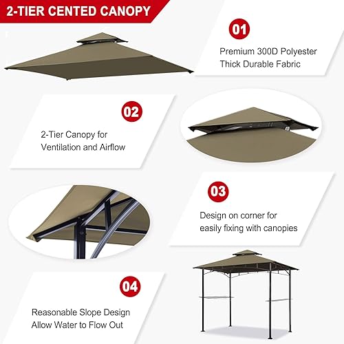 Miniatura 3 de Eurmax - Toldo de repuesto de doble nivel de 1.5 x 2.4 m, kiosco para asador