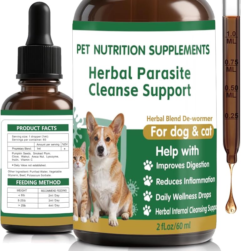 Suplemento Fitoterápico Líquido para Gatos e Cães POKITA X com Probióticos, Sabor Carne, 60 mL