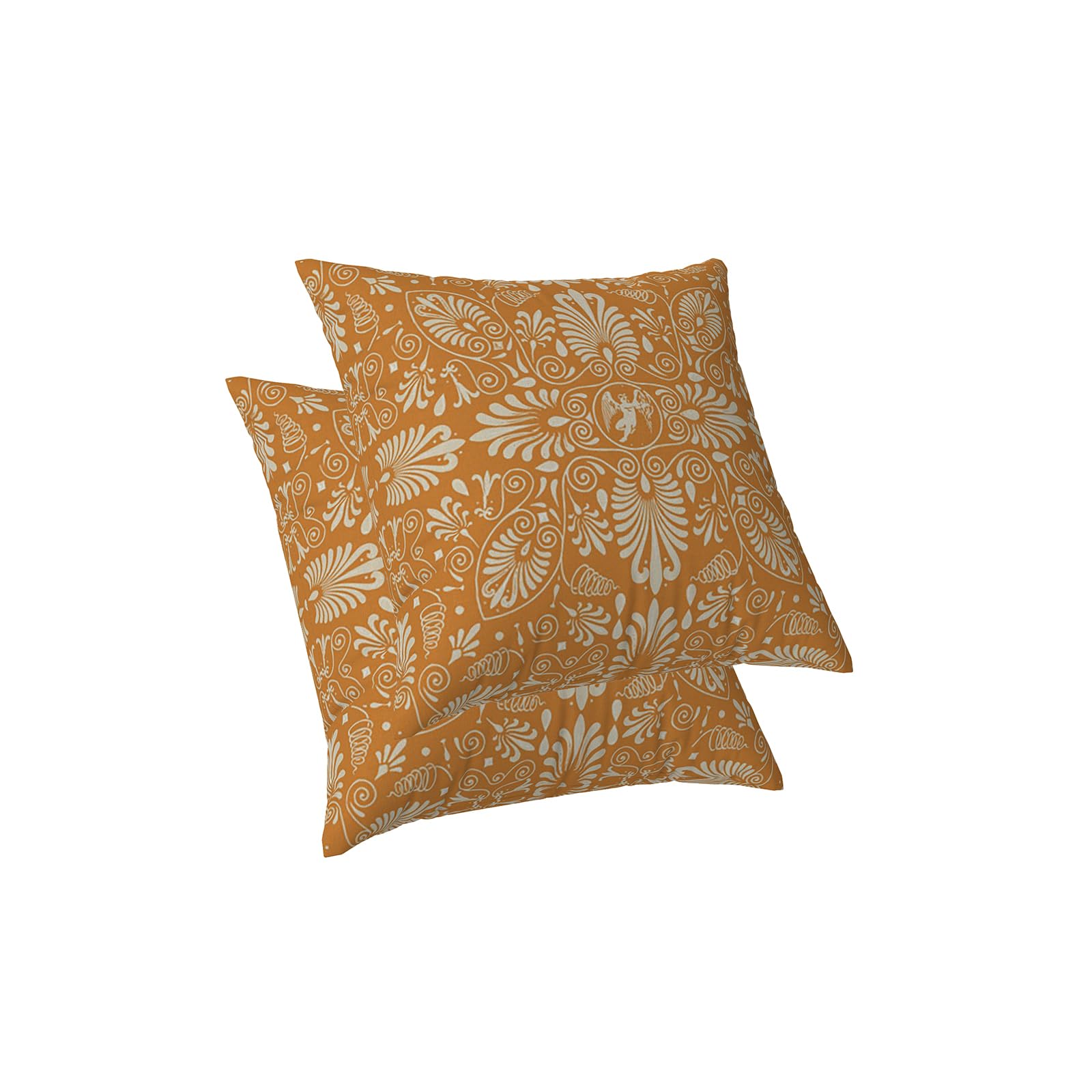 ggaimwf Sofa Cushion Covers 60x60cm Floral Classical Traditional Original Design Orange Bolster Cushions Square Throw Pillow Covers Modern Decorative Pillowcases with Invisible Zipper Set of 2
