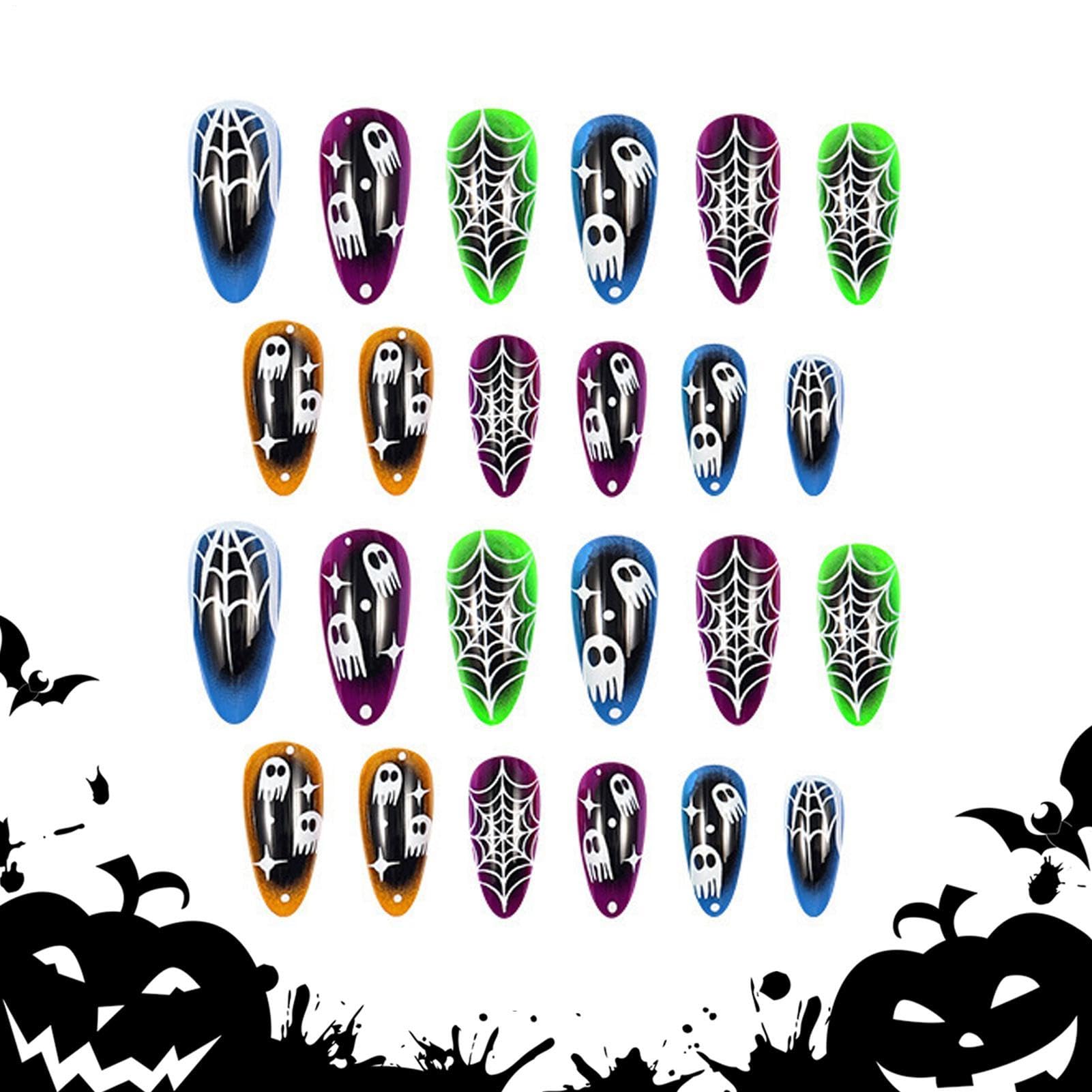 Halloween Press On Nails Set 24 Stück mit wiederverwendbaren creepy | falsche Nagelspitzen für Frauen und Mädchen, Feiertagspartys, Zuhause und Salon, Hochzeiten sowie