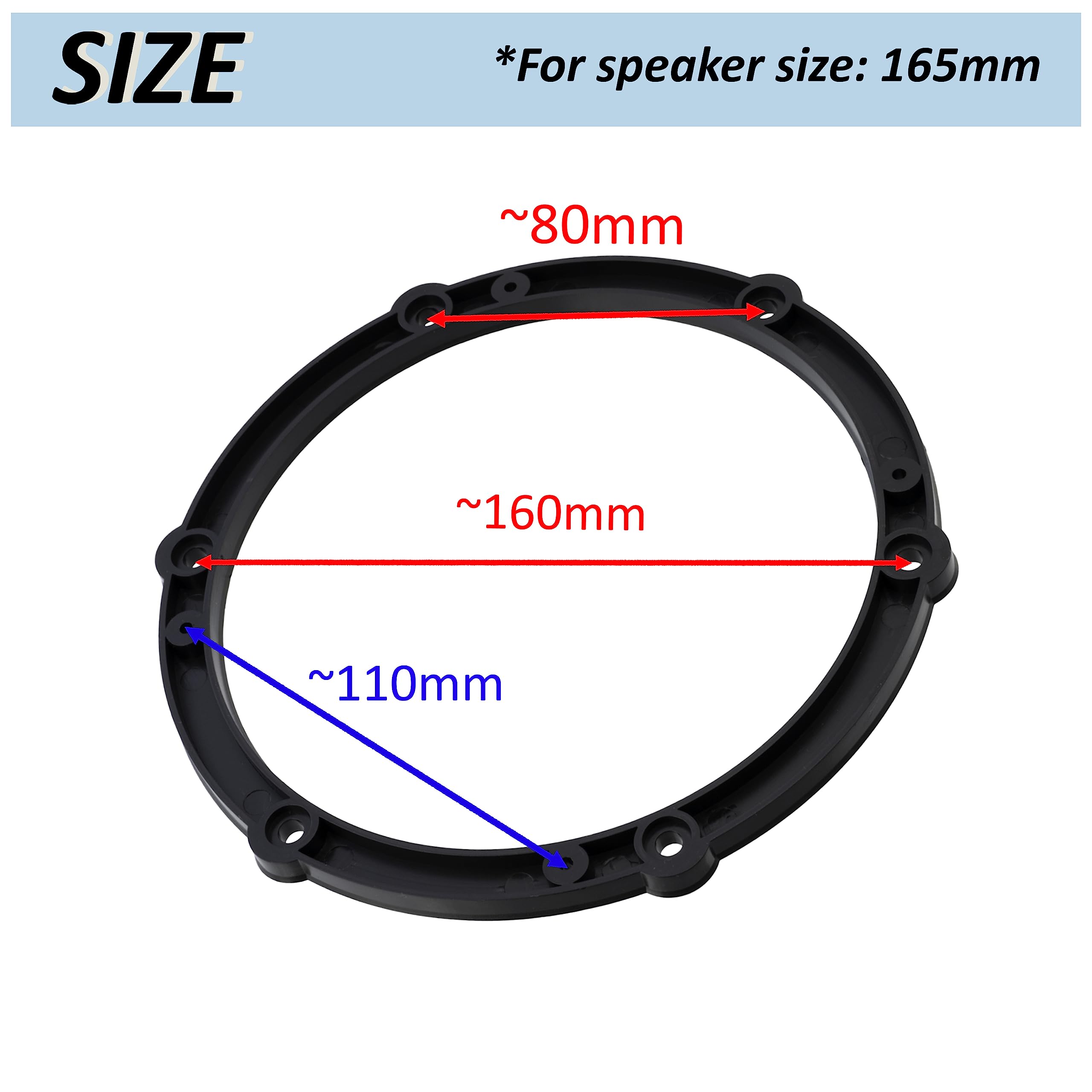 AERZETIX Lot De 2 Adaptateurs Supports Haut-parleurs 165mm Portières Avant - Citroën C3 & C3 Picasso