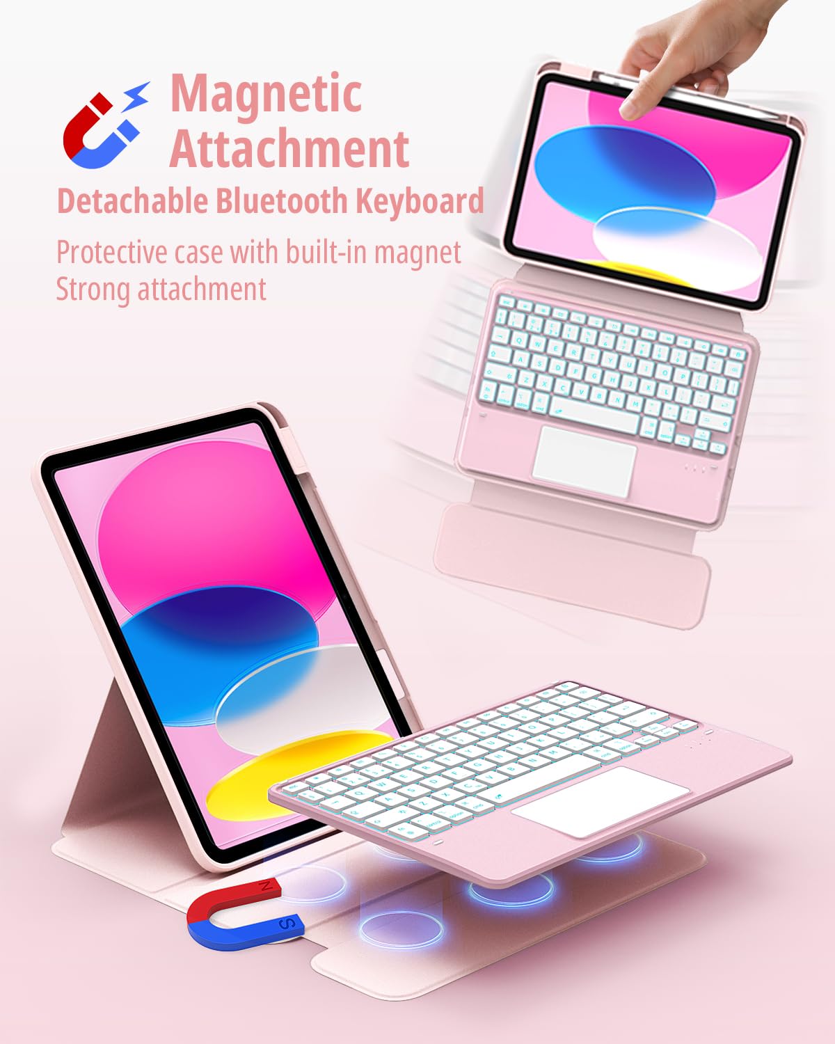 CACOE Cover with Keyboard Compatible with iPad 11 Generation (A16) 2025 11 Inch / 10 Generation 2022 10.9 Inch with Touchpad [Italian] Detachable