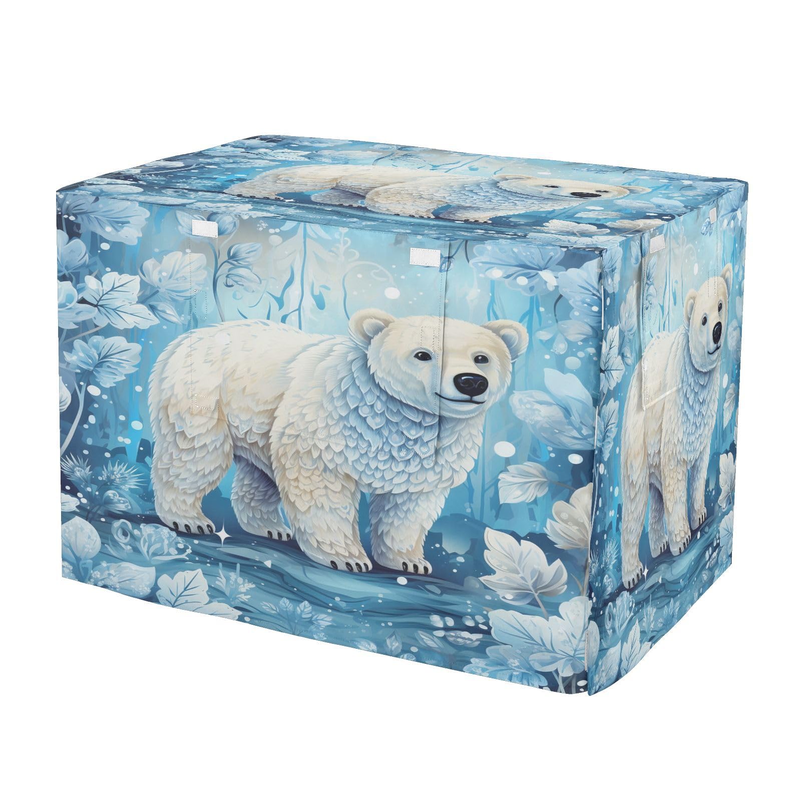 Housse de cage pour chien imperméable et coupe-vent avec motif artistique ours polaire d'hiver