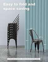 Vista 3 de Nazhura Silla de comedor de metal estilo rústico Tolix para cocina, comedor, cafetería, restaurante, bistró, patio, 18 pulgadas, apilable, Negro