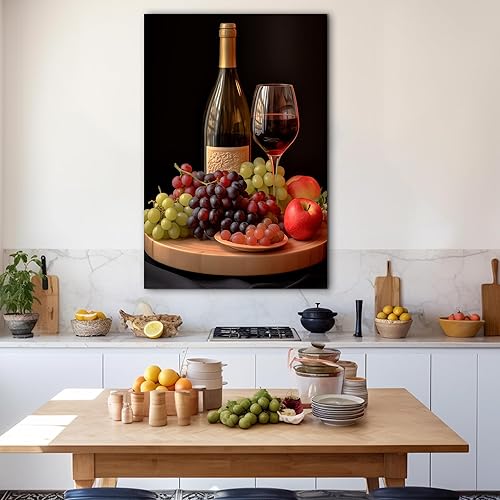 Miniatura 44 de Hzddty Lienzo decorativo para pared, diseño rústico de cocina, vino tinto y pan, cuadros de comida para decoración de pared, impresiones de pintura