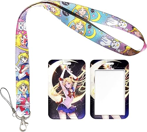 Portatarjetas de identificación con cordón para llaves, llavero de dibujos animados para niñas, anime, lindo protector para profesores, estudiantes,