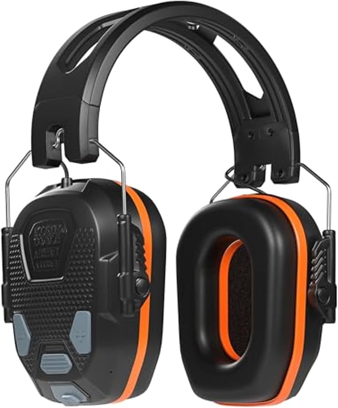 AESEM2 Slim Bluetooth 5.4 Hearing Protection Earmuffs, 23dB NRR, Rechargeable for Construction and Workshops, Noise Cancelling, Foam Cushions and 50 Hour Battery Life
