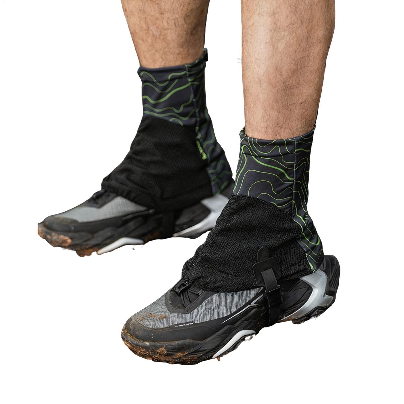 Generisch Gamaschen Für Trailrunning, Sanddichte Und Verstellbare Kurz Gamaschen Trailrunning Schuhe Wasserdicht Knöchelgamaschen, Trail Low Gaiters Für Wanderstiefel Camping Bergsteigen