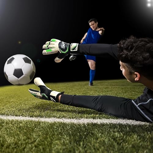 Miniatura 3 de SP Valor 409 - Guantes de portero de fútbol, GigaGrip de 0.138 pulgadas + espuma de 0.157 pulgadas para un rendimiento óptimo, vienen con espinas