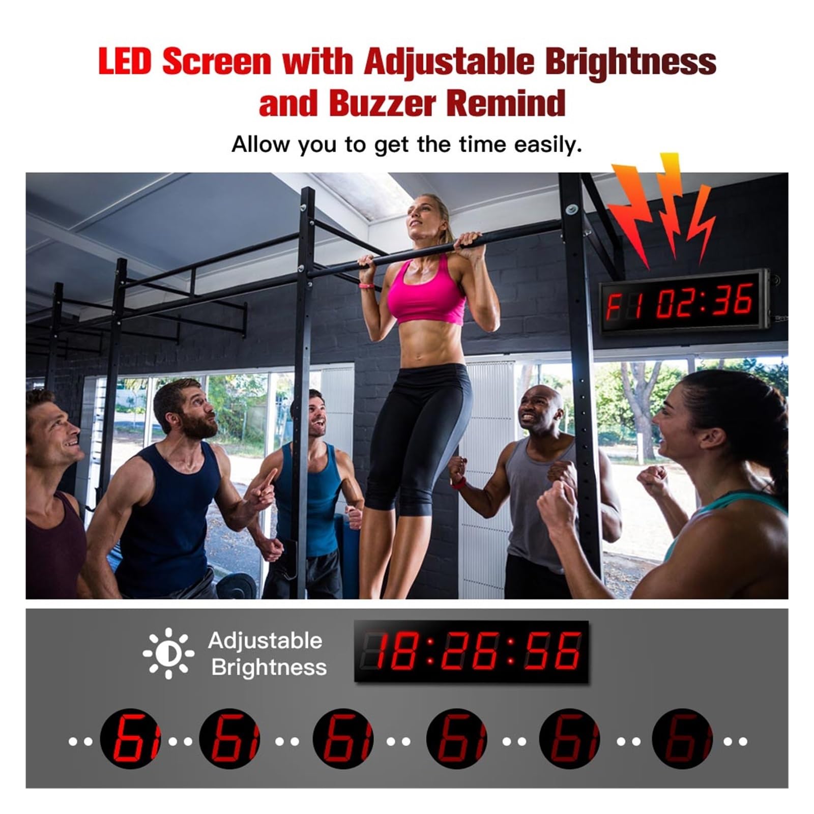 Countdown Timer, 3 pollici LED palestra timer intervallo timer conto alla rovescia orologio da parete timer fitness cronometro palestra domestica fitness ora minuto secondo tempo reale