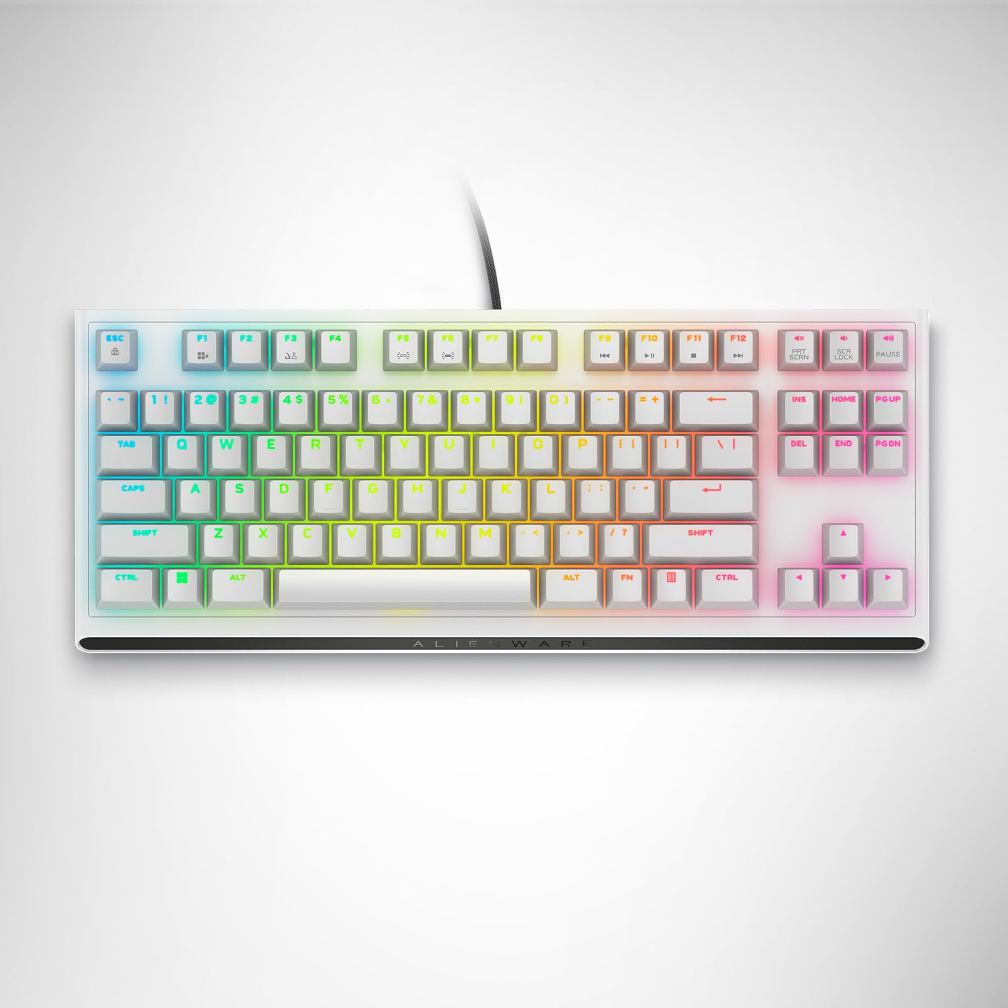 Alienware AW420K Tastiera Gaming senza Tastierino Numerico, Design Compatto, Switch CHERRY MX Red, USB, Anti-Ghosting, N-Key Rollover, Retroilluminazione AlienFX RGB, Tastiera Italiana - Lunar Light