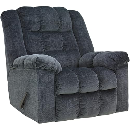 Signature Design by Ashley Ludden Ultra Plush Tufted Manual Rocker Recliner, Dark Blue
