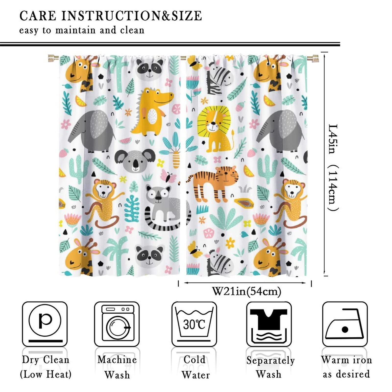 Kids Blackout Curtains,Each Panel W21 x 45