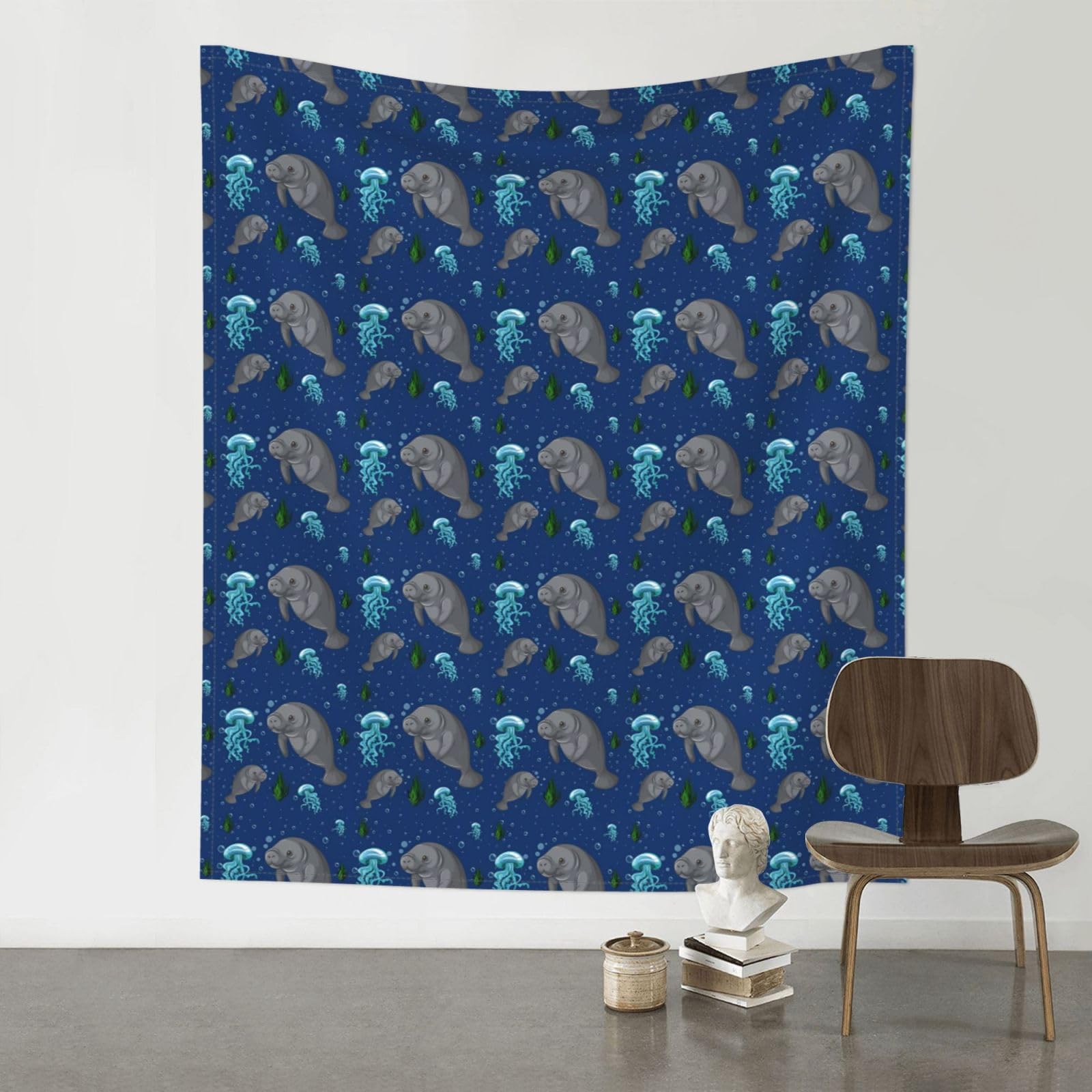 YYHHAOFA Manatee Prints 60x51in Wall Tapestry Boho Chic Dorm Decor & Beach Throw Blanket
