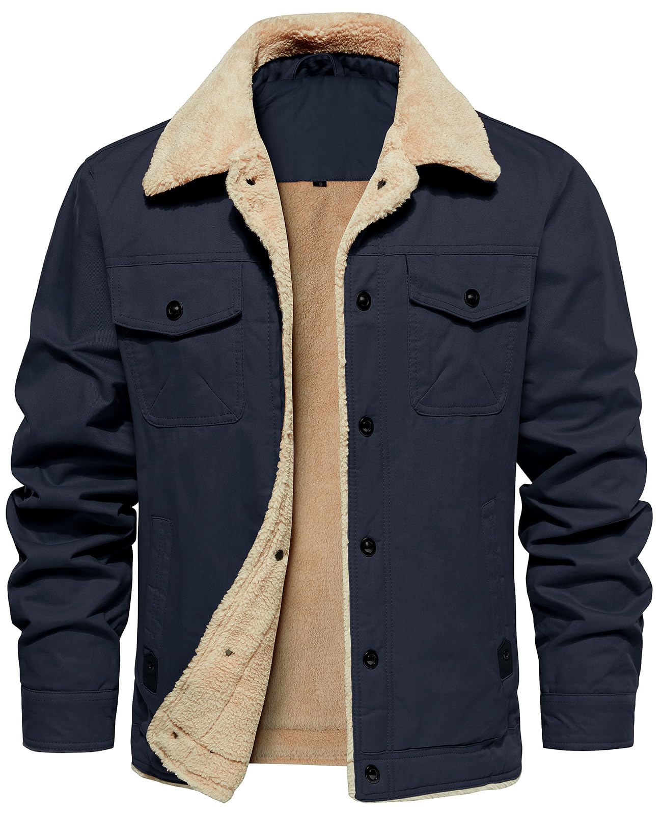 MANSDOUR Chaqueta cargo de invierno para hombre, chaqueta de algodón cálido con forro polar, chaqueta de sherpa, abrigo de trabajo militar para camionero