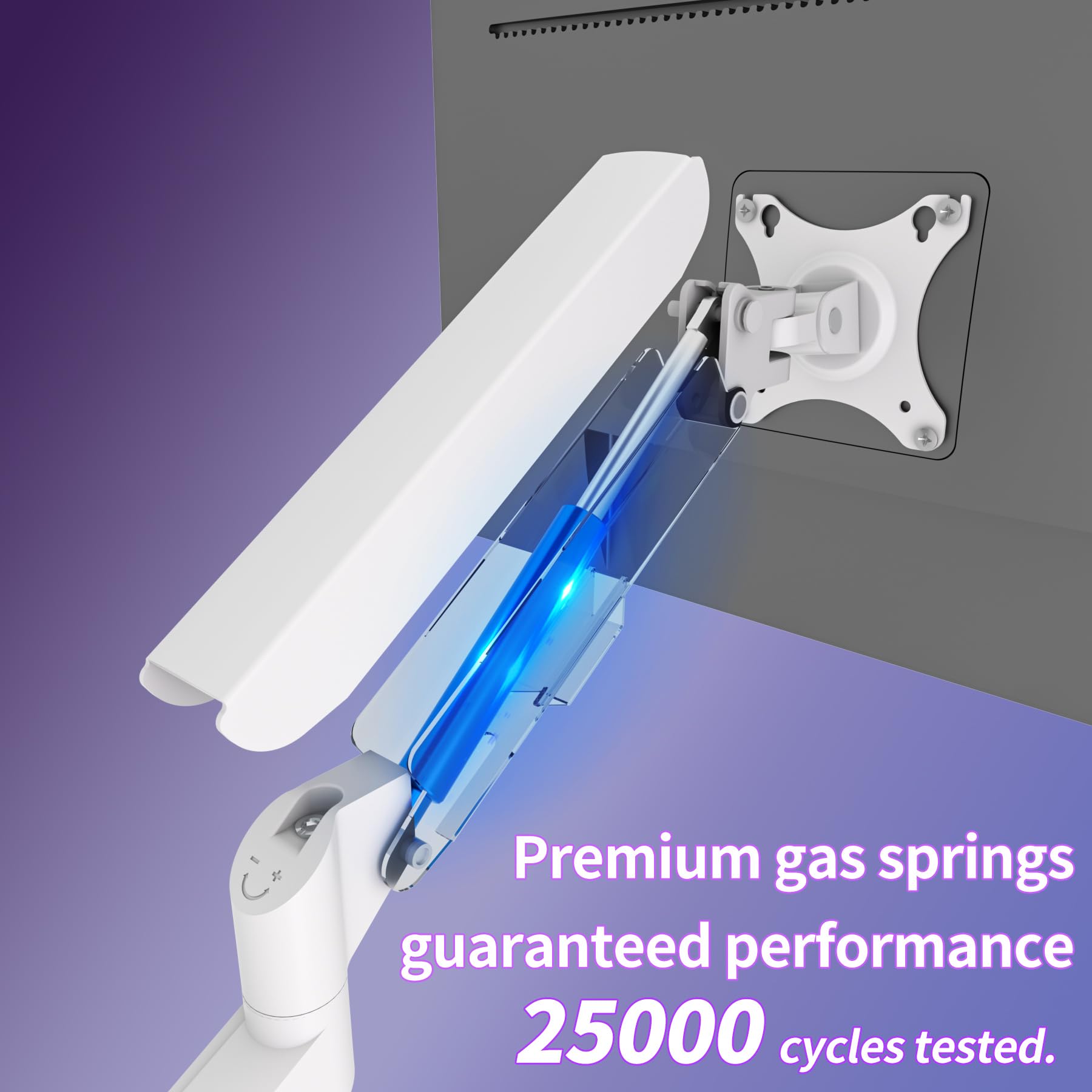 Blanco Brazo de Monitor Resorte Gas 360° 17-34 Pulgadas 9kg VESA 75x100mm 2 Montajes M5W