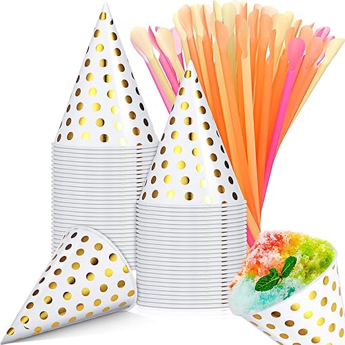 Boao 100 Sets 4.5 oz Snow Cone Cups and Spoon