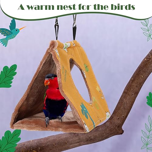 Miniatura 7 de Cunno 2 piezas de invierno cálido para pájaros, cama para pájaros, hamaca colgante, cobertizo esponjoso de felpa para pájaros escondidos, cama para