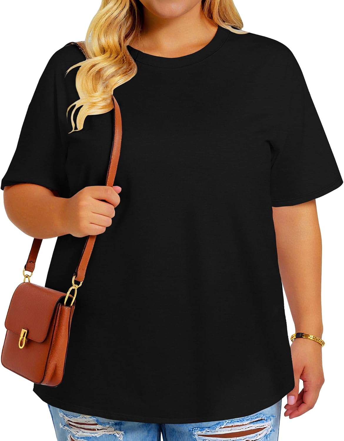 rosemia Plus Size Tshirts for Women Oversized Casual Tees Crewneck Short Sleeves Blouses - Image 5