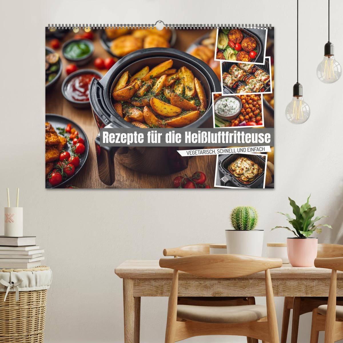 Rezepte für die Heißluftfritteuse - vegetarisch, schnell und einfach (Wandkalender 2026 DIN A2 quer), CALVENDO Monatskalender: Kochen mit der ... Küche im Kochbuch-Stil (CALVENDO Lifestyle)