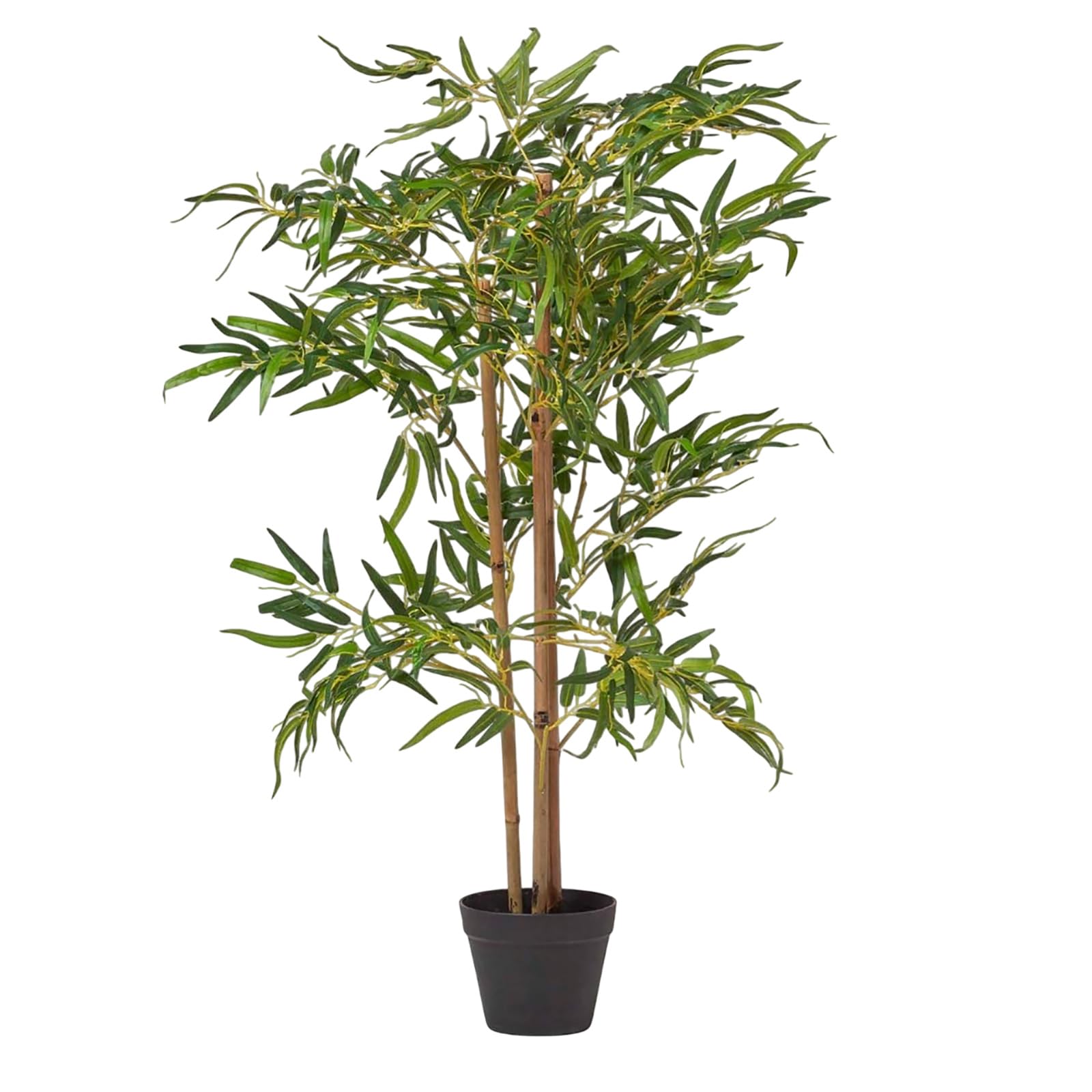 Homescapes Unisex Green Luxury 100Cm Artificial Bamboo Tree Real Wood Stem Plant, Black Pot In