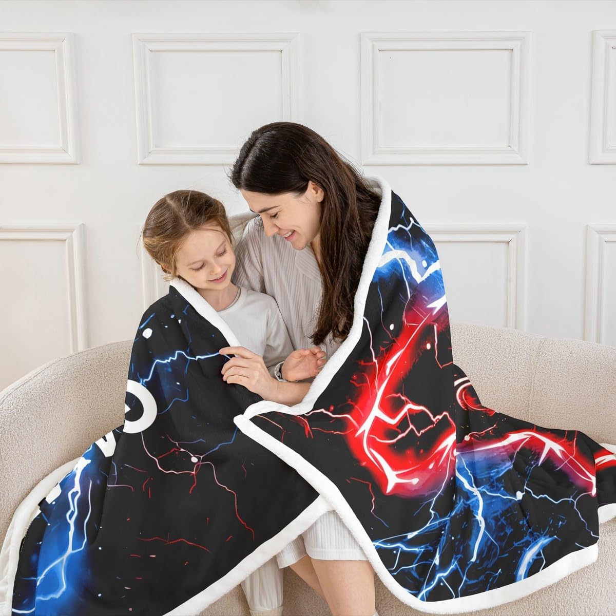 Feelyou Boys Gaming Sherpa Blanket Gamer Fleece Throw Blanket for Kids Boys Girls Teens Room Decor Game Room Decor Blue Red Plush Blanket Queen 90"x90" Gamepad Fuzzy Blanket image 5