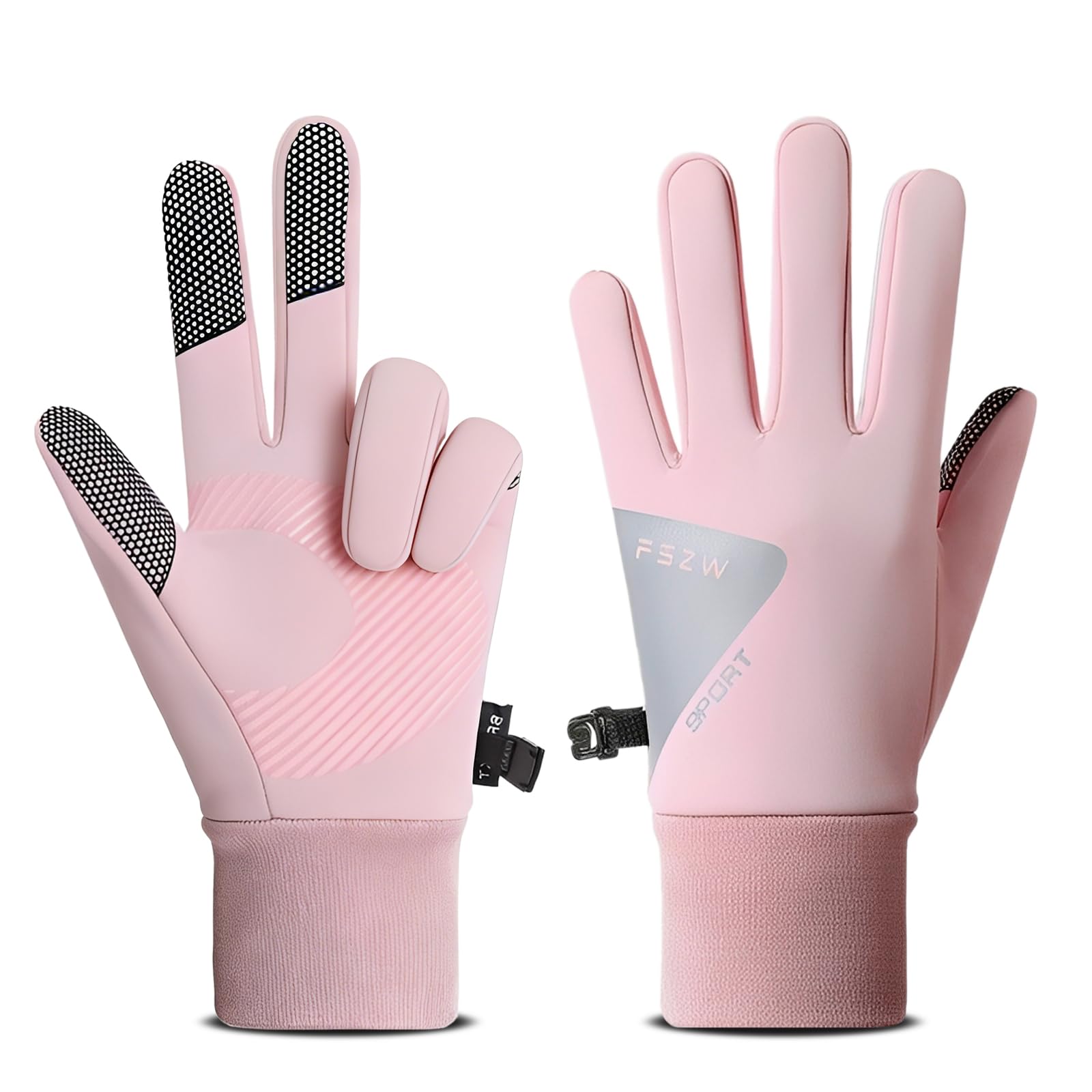 Cycling Gloves for Men Women, Mens Gloves Thermal with Touch Screen Anti-Slip Reflective Water-Resistant for Running Cycling Driving Skiing