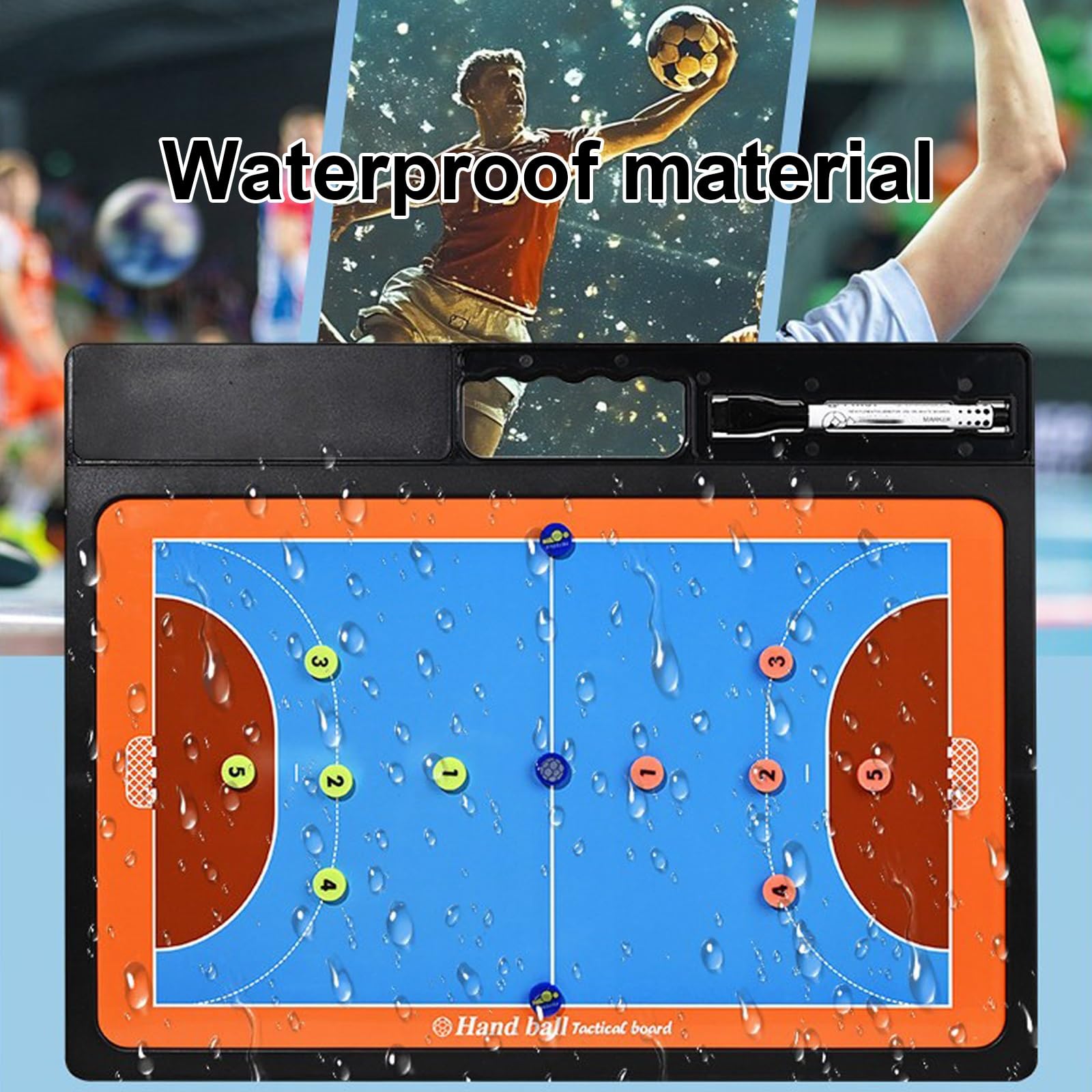 Lavagnetta Pallamano, Appunti per Istruttore di Pallavolo, Materiale Resistente, Elegante e Pratica, Facile da Trasportare, con Comodo Vano Porta-penne