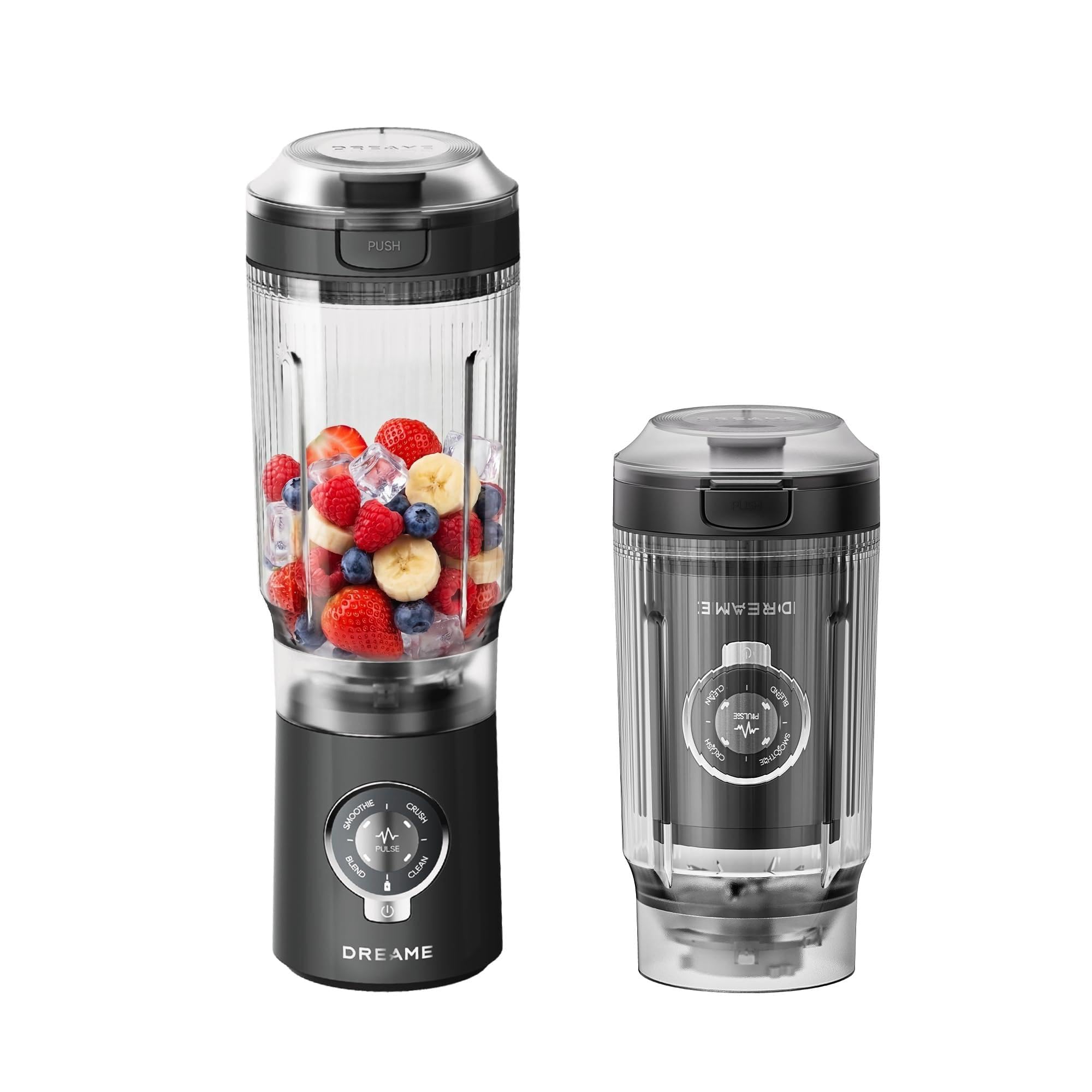 dreame Portable Blender, 880 ml BPA-Free Cup, 5 Presets Self-Cleaning Grey