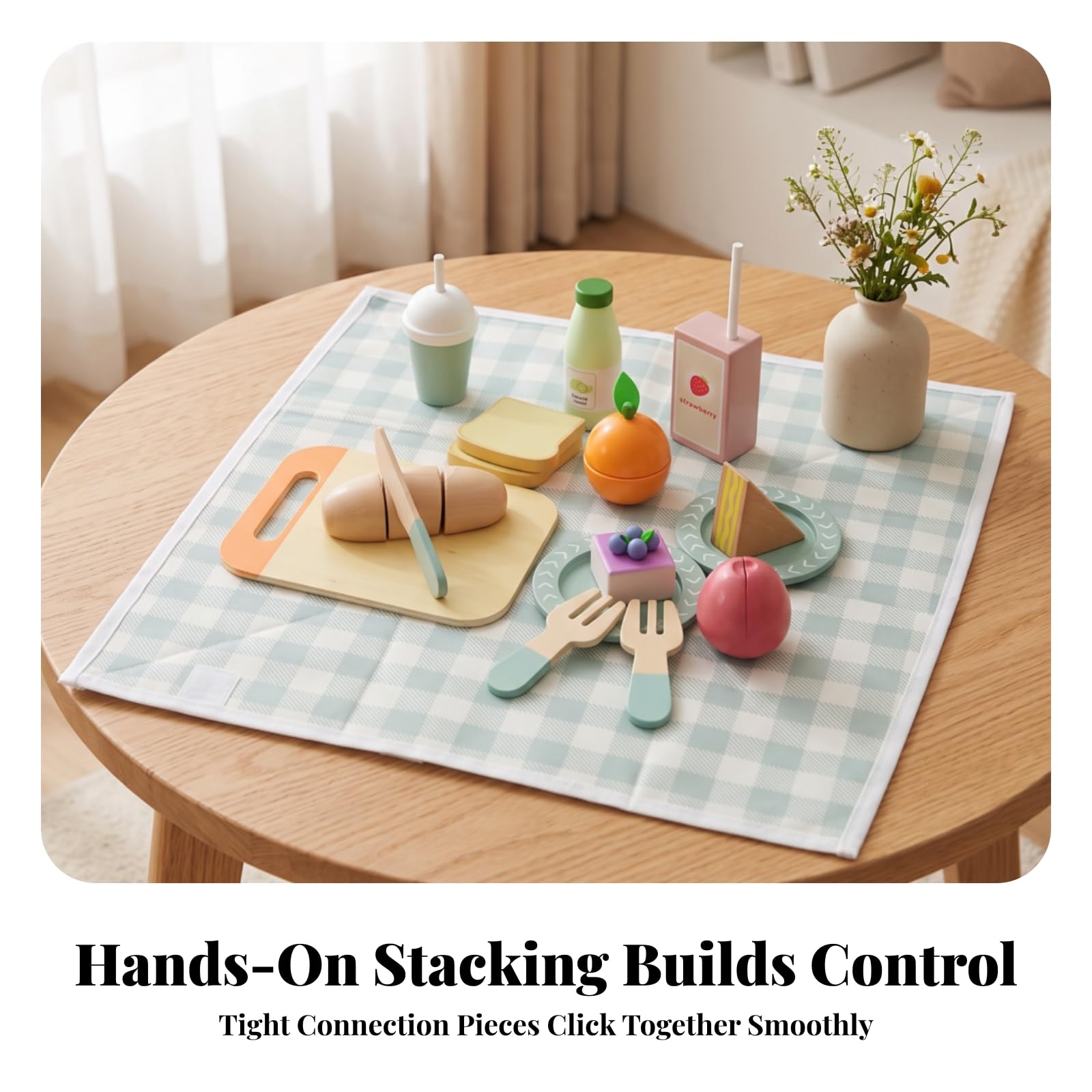 Set di Cibo da Gioco in Legno Creativo , Set Da Picnic Con Orsetto, 0,855 Kg