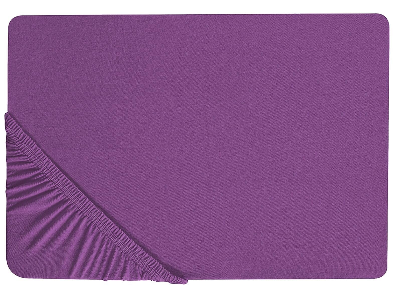 Classic Fitted Sheet Cotton 160 x 200 cm Solid Pattern Elastic Edging Purple Janbu
