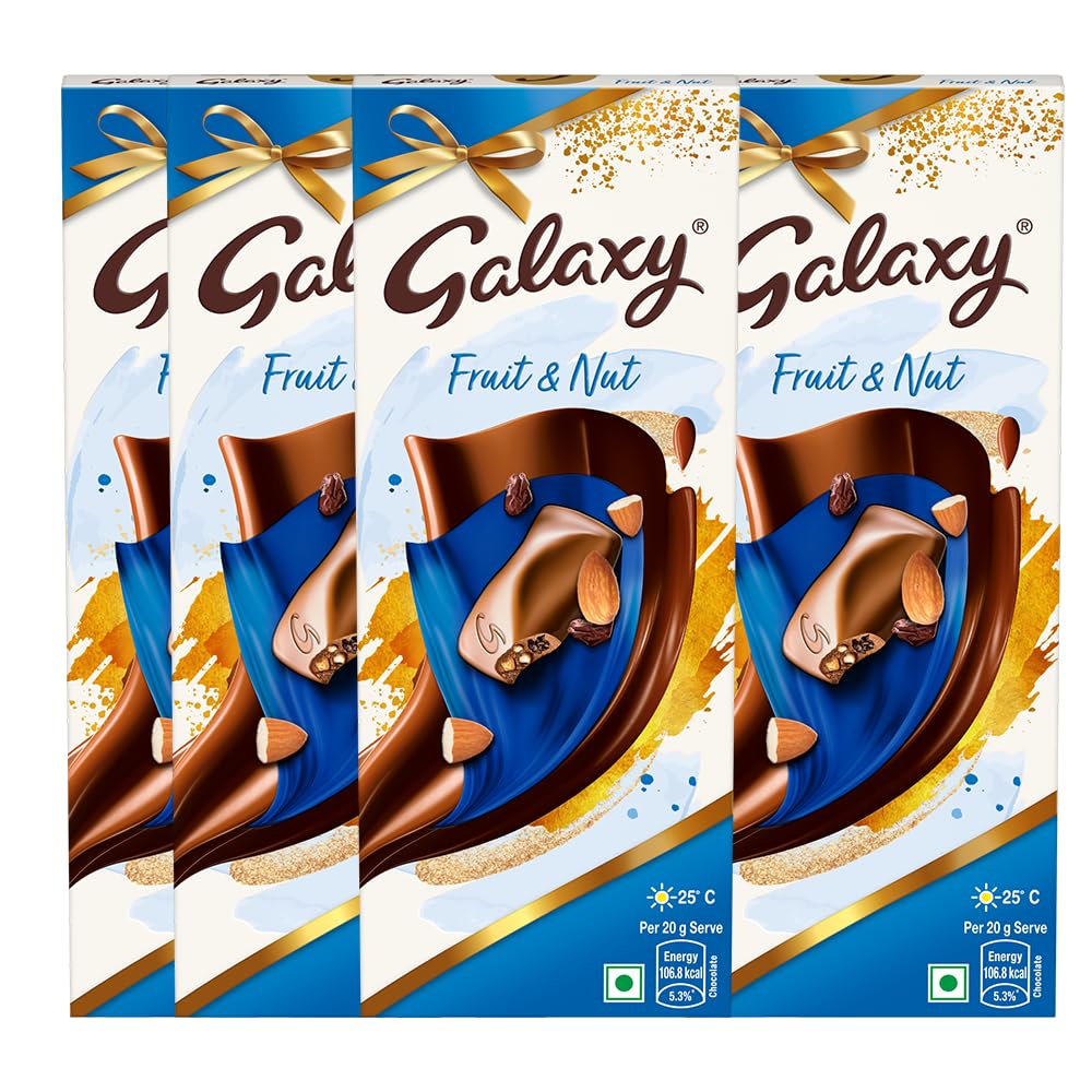 Galaxy Fruit & Nut Chocolate Bar | Rich, Creamy & Nutty | Loaded With Raisins and Almonds | For Gifting and Sharing | 10