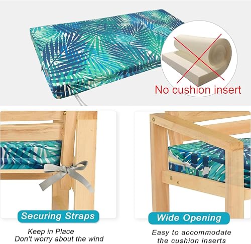 Miniatura 4 de NettyPro Funda de cojín para columpio de banco de patio, resistente al agua, protección UV, muebles de exterior, funda de cojín con cremallera, solo