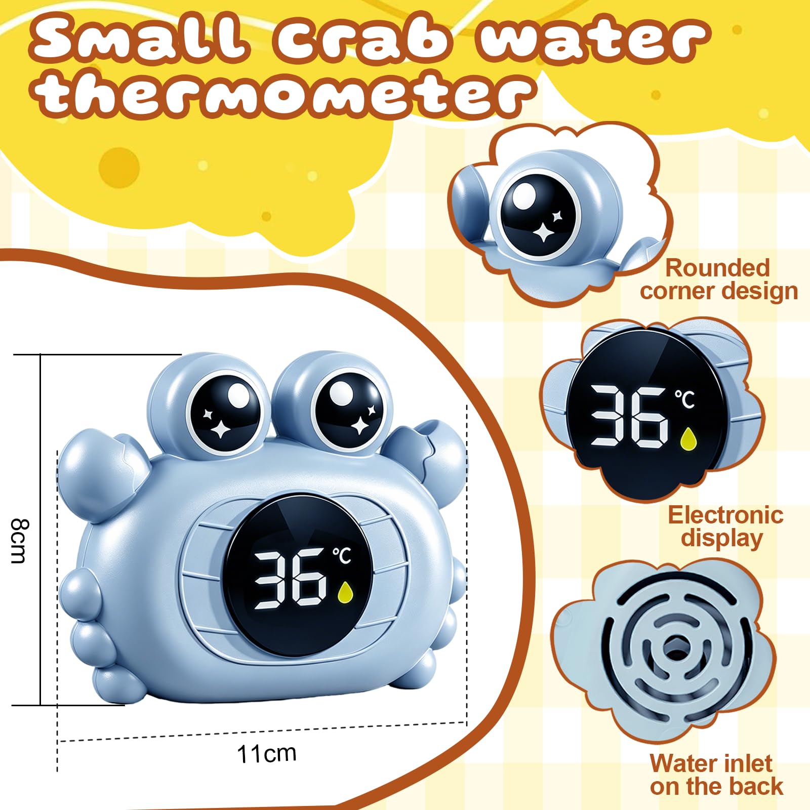 Badethermometer, Digitales Wasserthermometer, Wasserdichtes(Krabbe) | Genaues Temperaturwarnthermometer Schwimmendes Design zum Baden von, Geeignet für Pools