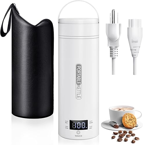 Hervidor eléctrico portátil, hervidor de viaje, pequeño hervidor de té portátil, caldera de agua caliente, mini hervidor de agua de acero inoxidable