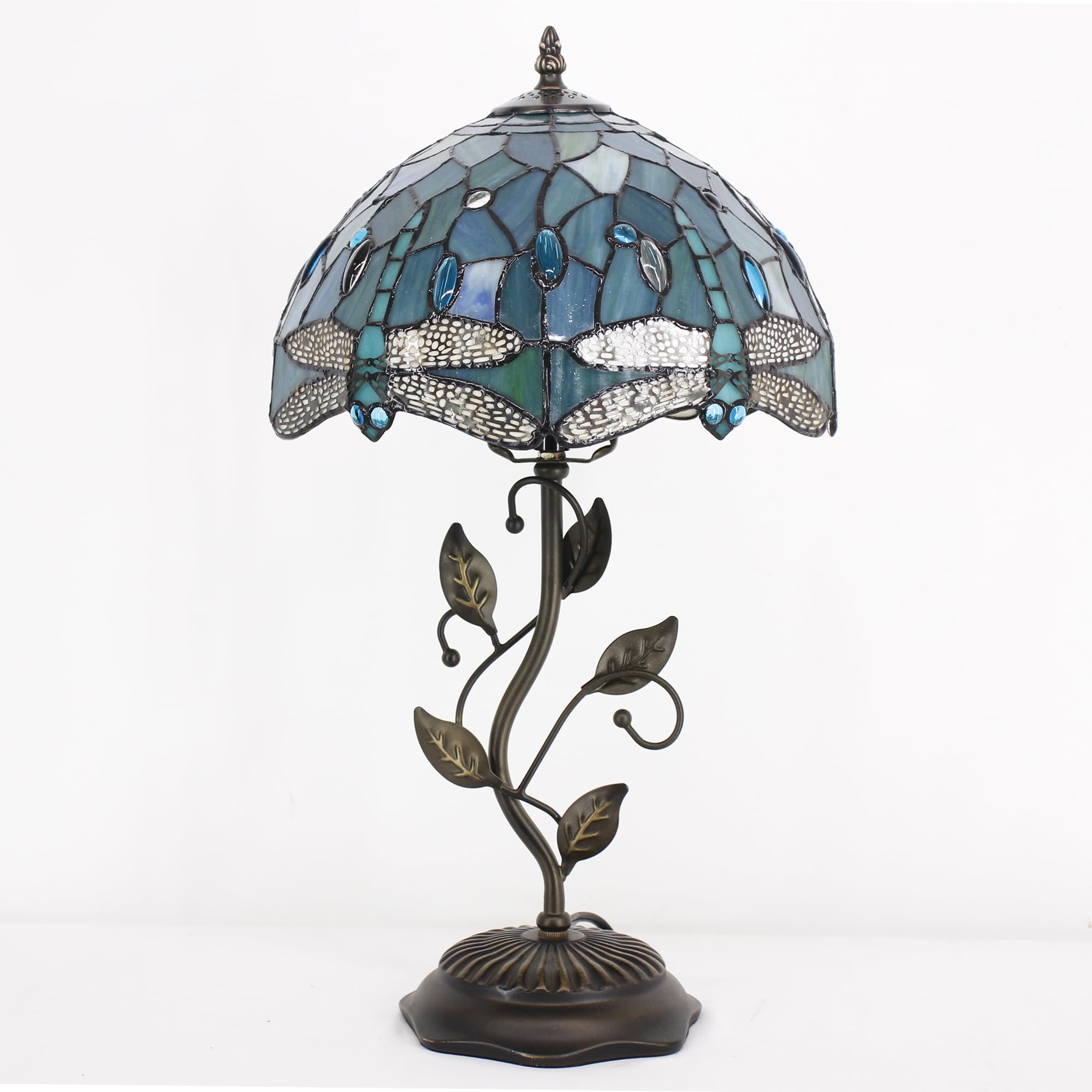 WXCFCD Tiffany Lamp Table Lamp Stained Glass Desk Light 12X12X19 Inches Reading Light Decor Bedroom Living Room Blue — view 3