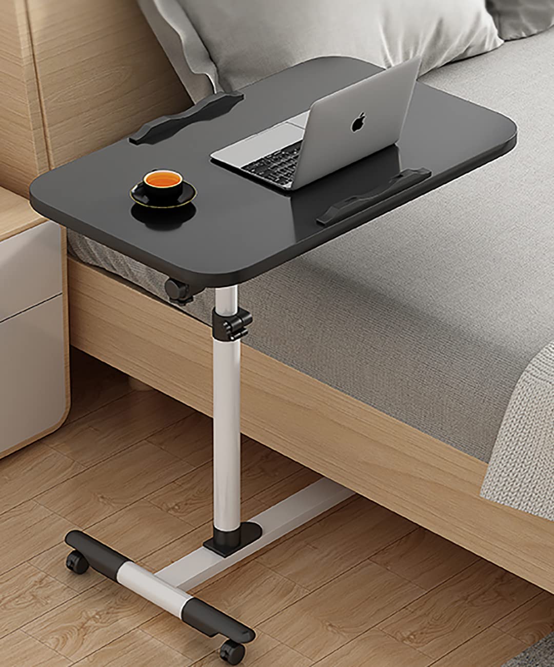 Buy Adjustable Overbed Bedside Table on Wheels Rolling Laptop Desk Cart