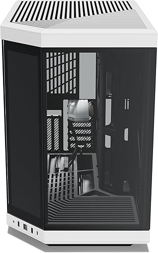 Vista 115 de HYTE Y60 - Moderna caja para juegos ATX de torre media con doble cámara panorámica de vidrio templado y cable elevador PCIE 4.0 incluido