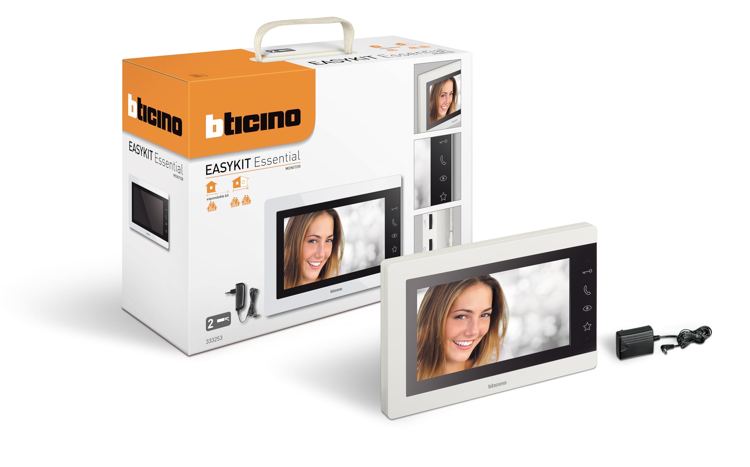 333253 7 inch Color 2 Cable Video Door Intercom with Handsfree Kit and Plug in Power Supply White