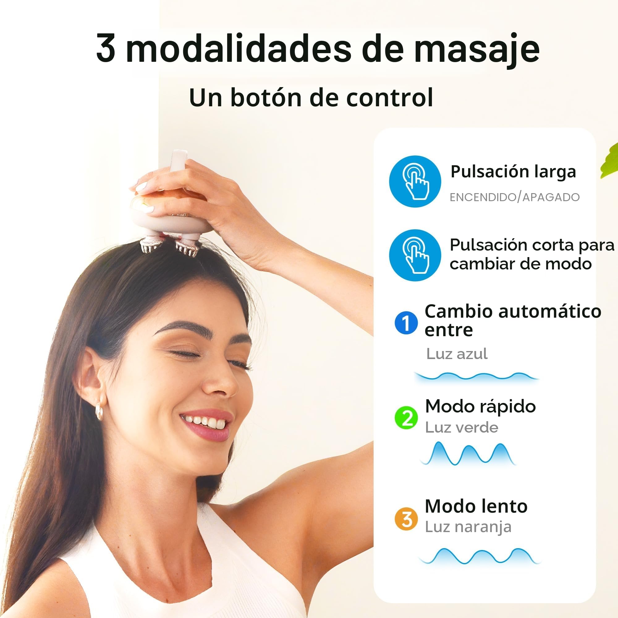 COMFIER Masajeador Cuero Cabelludo Inalámbrico, Masajeador Cabeza Eléctrico con 3 Modos de Amasado, Resistente al Agua IPX7, 8 Garras de Masaje para Limpieza Profunda y Crecimiento del Cabello(Dorado)
