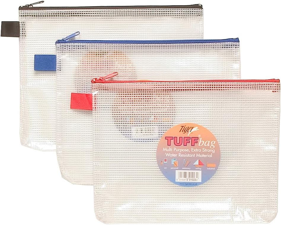 A5 (19cm X 24cm) Tuff Bags Clear Reinforced Storage Folder Zippa Zip Wallets Case Water Resistant (Pack Of 3)