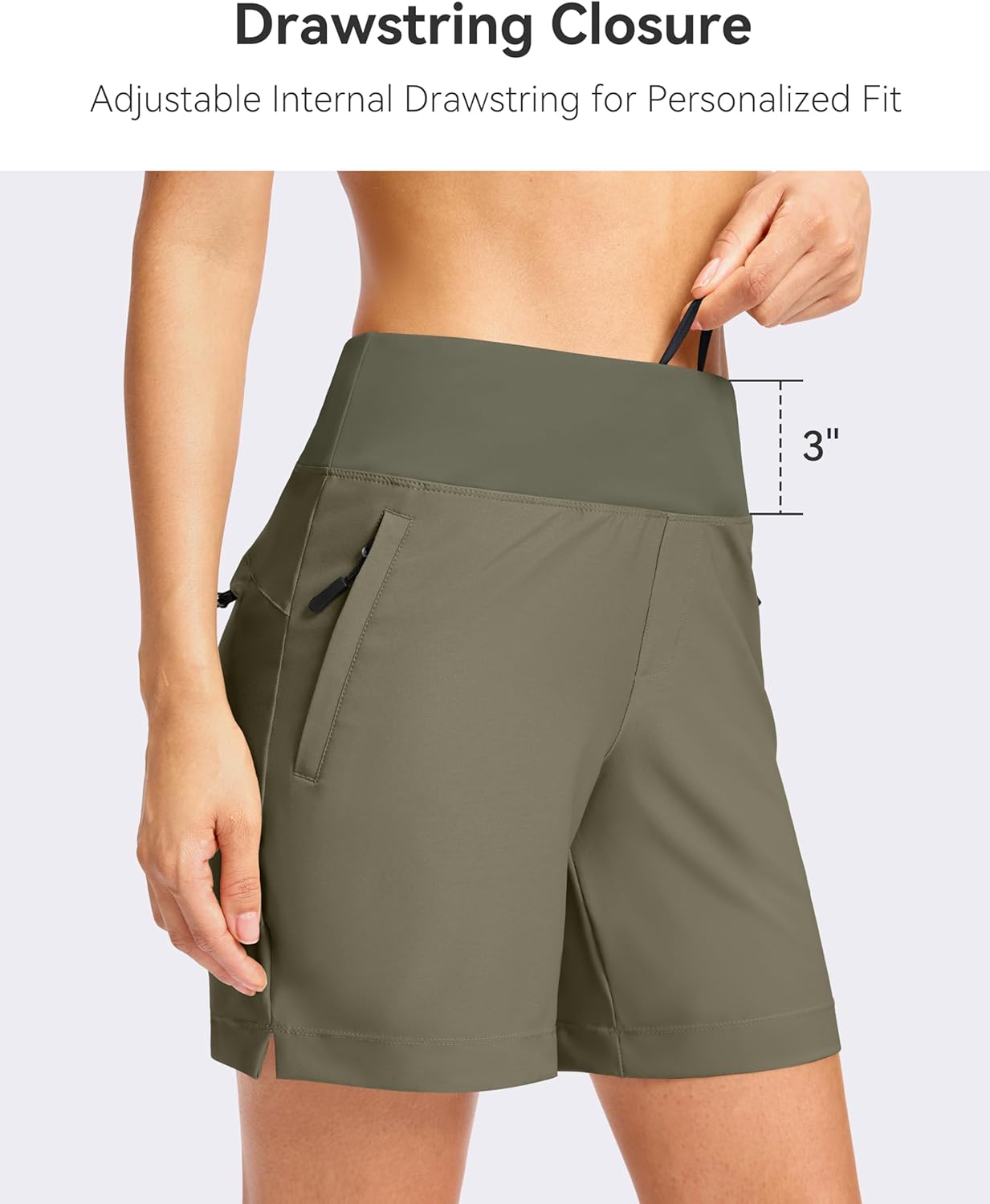 SANTINY Women's 5''/ 7''Hiking Shorts with 3 Zipper Pockets Lightweight Quick Dry Golf Shorts for Women Athletic Walking - Image 5