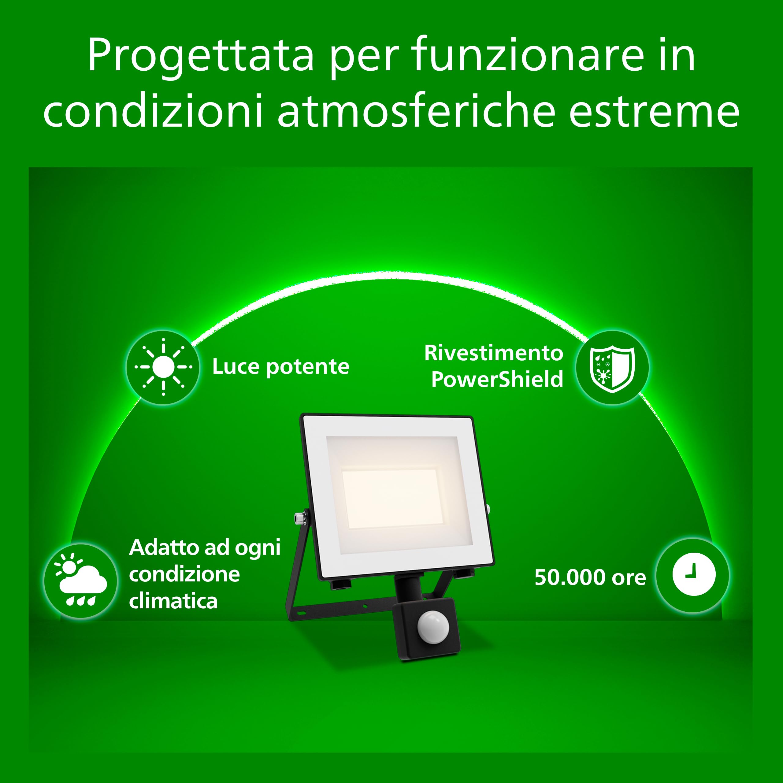 PHILIPS Lois UltraEfficient, Faretto da esterni con sensore, Antracite