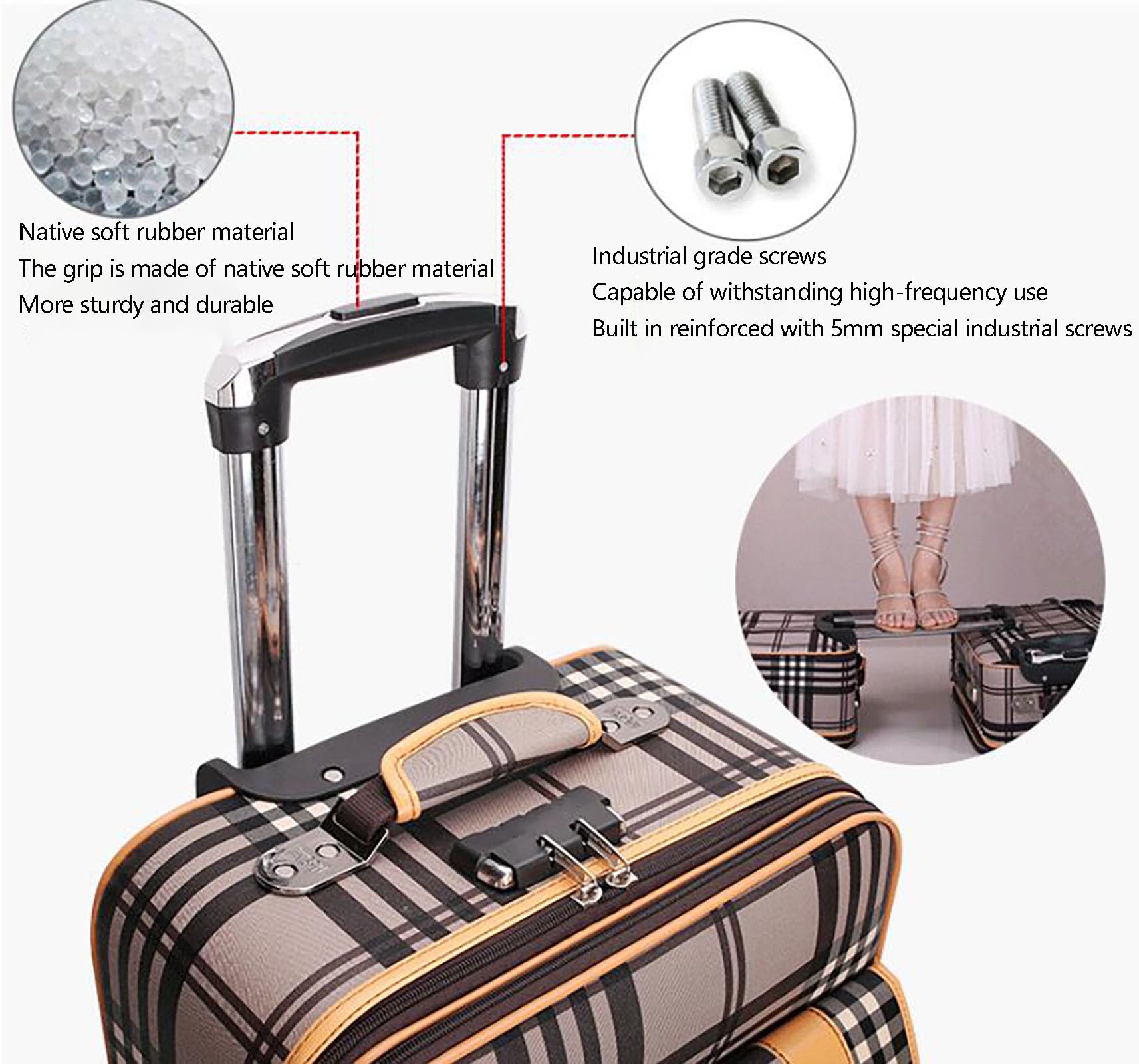 Noś walizkę 20-calową, wyjmowaną walizkę na bagaż podręczny, wygodną na wyjazdy służbowe, ABS + PC Hardshell Spinner Trolley do lekkich 4 kół Bagażnik do kabiny z zamkami TSA,Brown,28