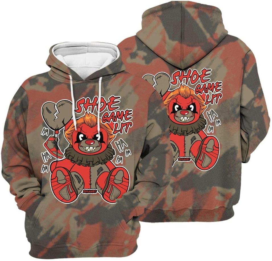 Dunkare Retro Olive 9s Streetwear 3D Hoodie, Shoe Game Lit Bear  All Over Print Unisex Hoodie